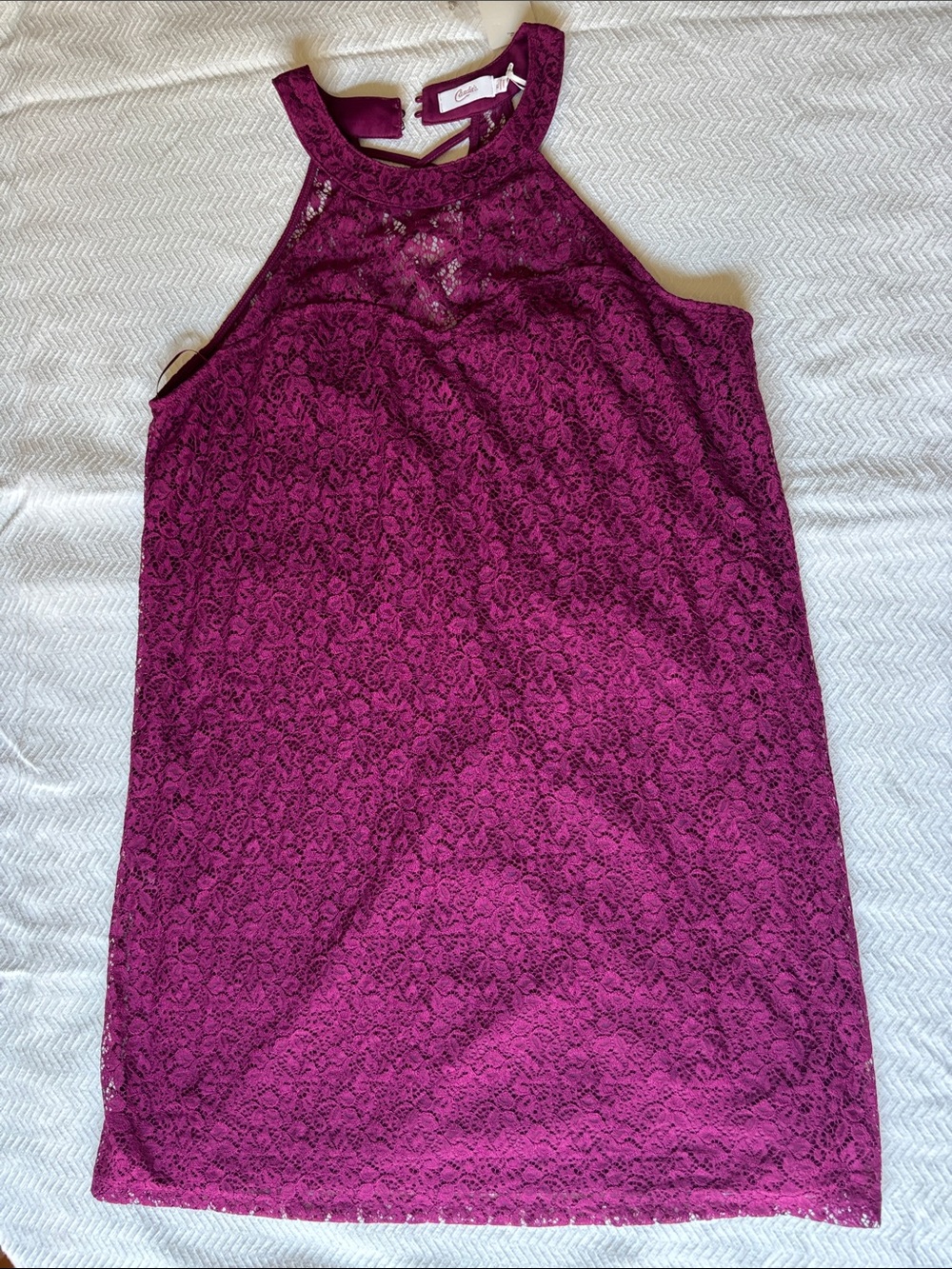 Candie's Lace Halter Chemise - Berry